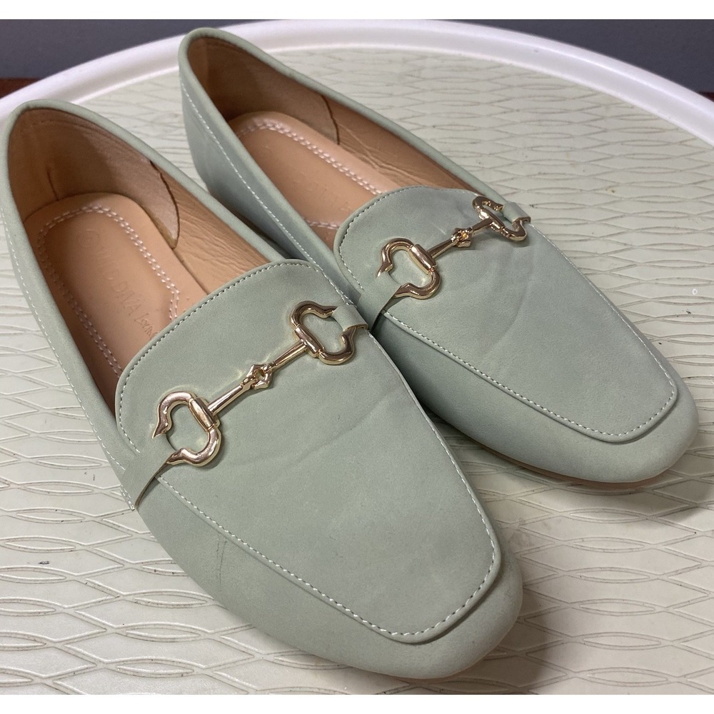 Wild Diva Lounge Women's Faux Leather Slip-On Loafer Flats Driving Shoes Green 6